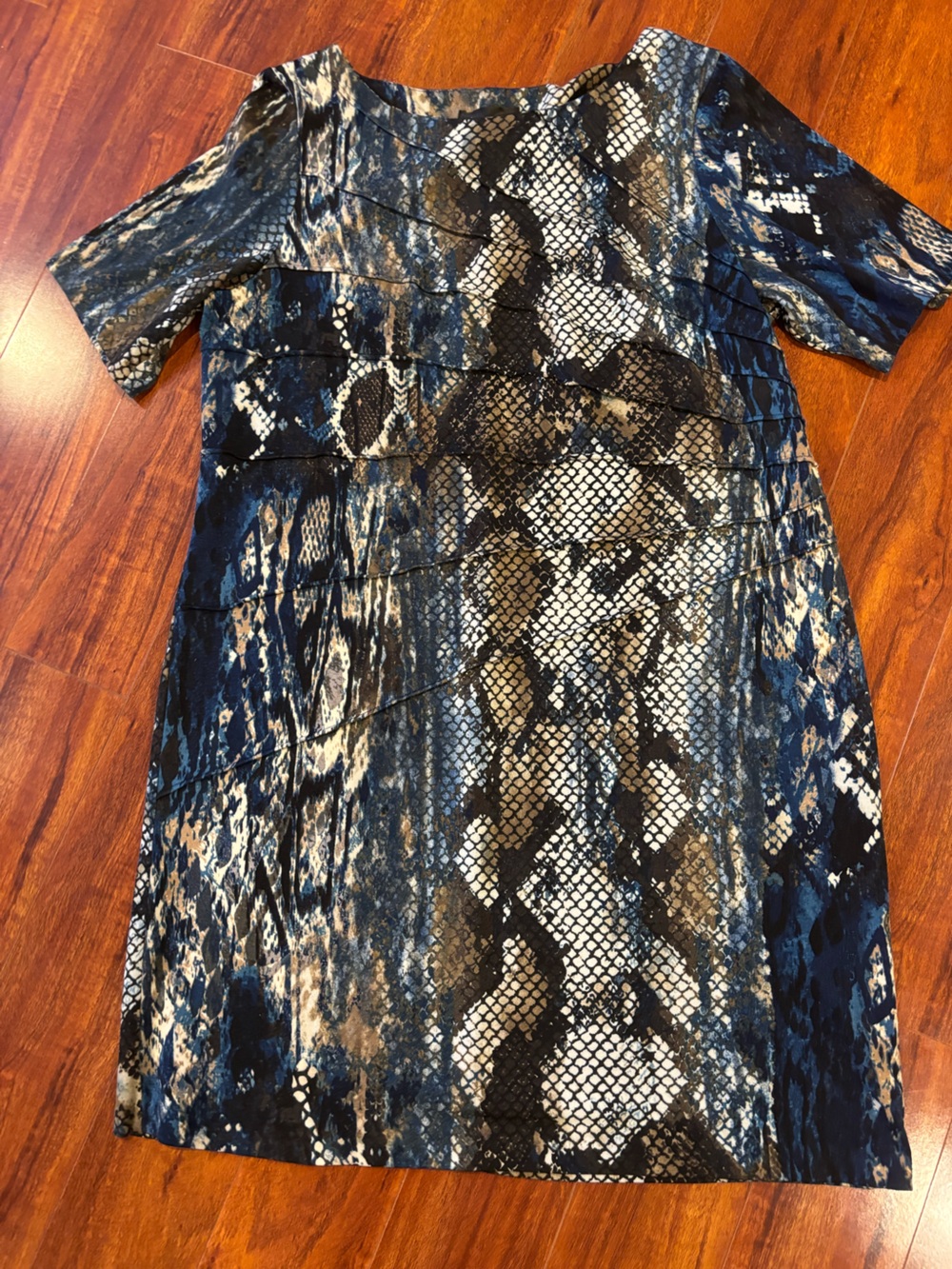 connected apparel Blue Black Brown Snake-Print Shift Dress